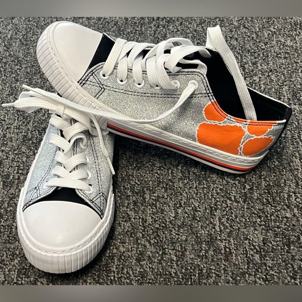 Clemson Tigers Womens Glitter Canvas Shoes (8)